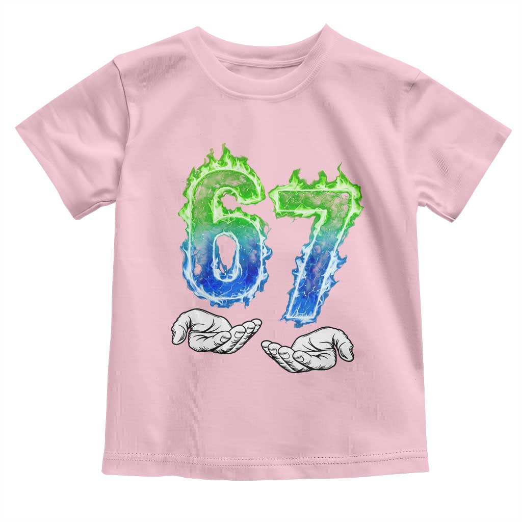 Green Fire Flame Six Seven Toddler T Shirt Trendy Meme Gift