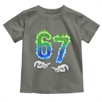 Green Fire Flame Six Seven Toddler T Shirt Trendy Meme Gift