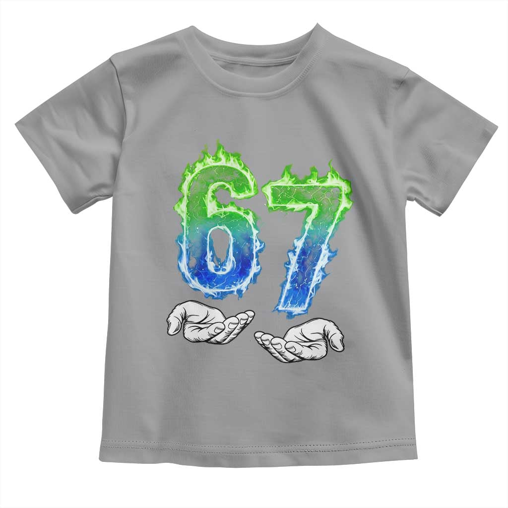 Green Fire Flame Six Seven Toddler T Shirt Trendy Meme Gift
