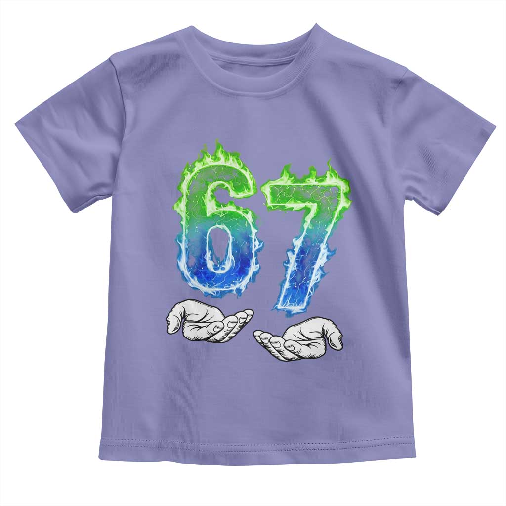 Green Fire Flame Six Seven Toddler T Shirt Trendy Meme Gift