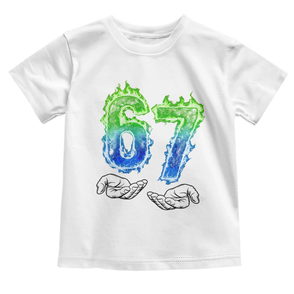 Green Fire Flame Six Seven Toddler T Shirt Trendy Meme Gift
