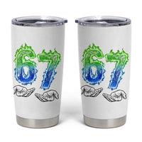 Green Fire Flame Six Seven Tumbler Cup Trendy Meme Gift