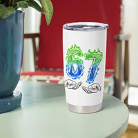 Green Fire Flame Six Seven Tumbler Cup Trendy Meme Gift