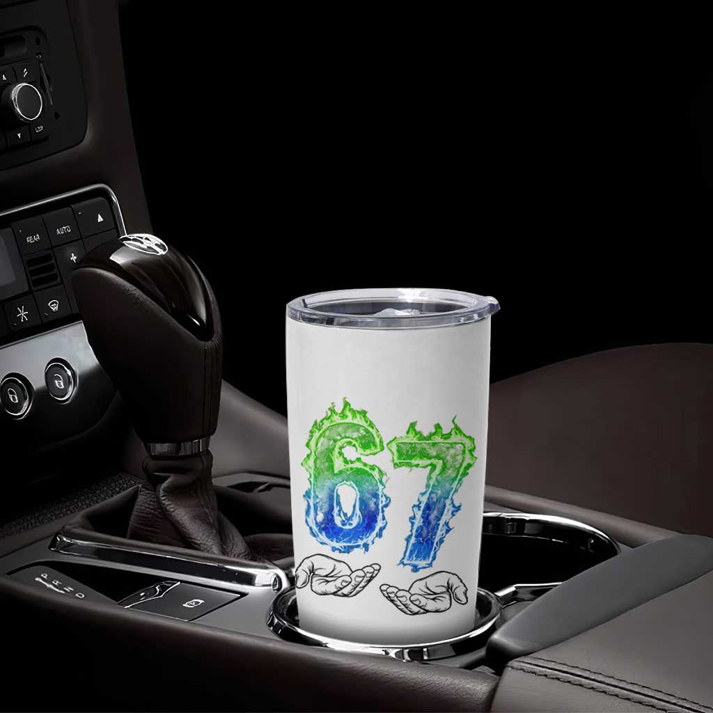 Green Fire Flame Six Seven Tumbler Cup Trendy Meme Gift