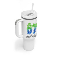 Green Fire Flame Six Seven Tumbler With Handle Trendy Meme Gift