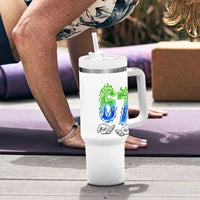 Green Fire Flame Six Seven Tumbler With Handle Trendy Meme Gift