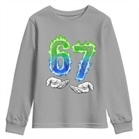 Green Fire Flame Six Seven Youth Sweatshirt Trendy Meme Gift