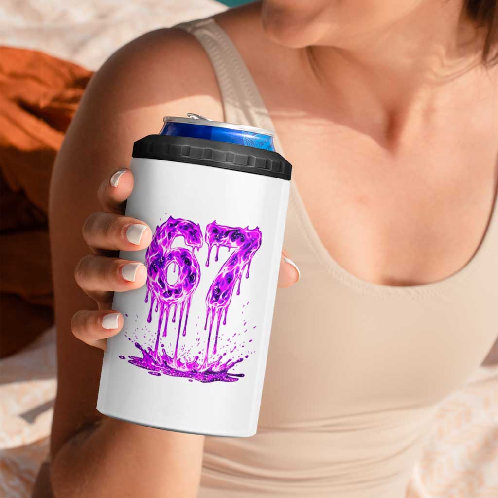 Drip Fire Flame Six Seven 4 in 1 Can Cooler Tumbler Trendy Meme Gift
