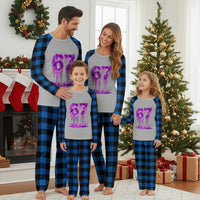 Drip Fire Flame Six Seven Plaid Pajama Set Trendy Meme Gift