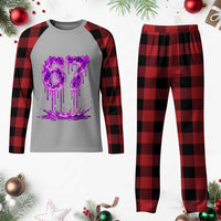 Drip Fire Flame Six Seven Plaid Pajama Set Trendy Meme Gift