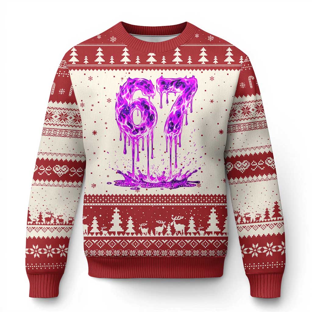 Drip Fire Flame Six Seven Ugly Christmas Sweater Trendy Meme Gift
