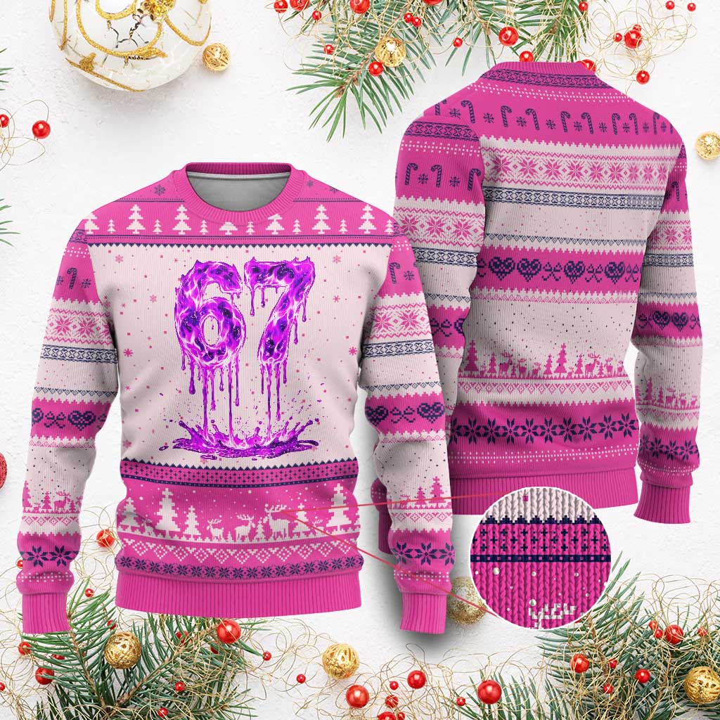 Drip Fire Flame Six Seven Ugly Christmas Sweater Trendy Meme Gift