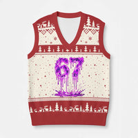 Drip Fire Flame Six Seven V-Neck Knit Sweater Vest Trendy Meme Gift