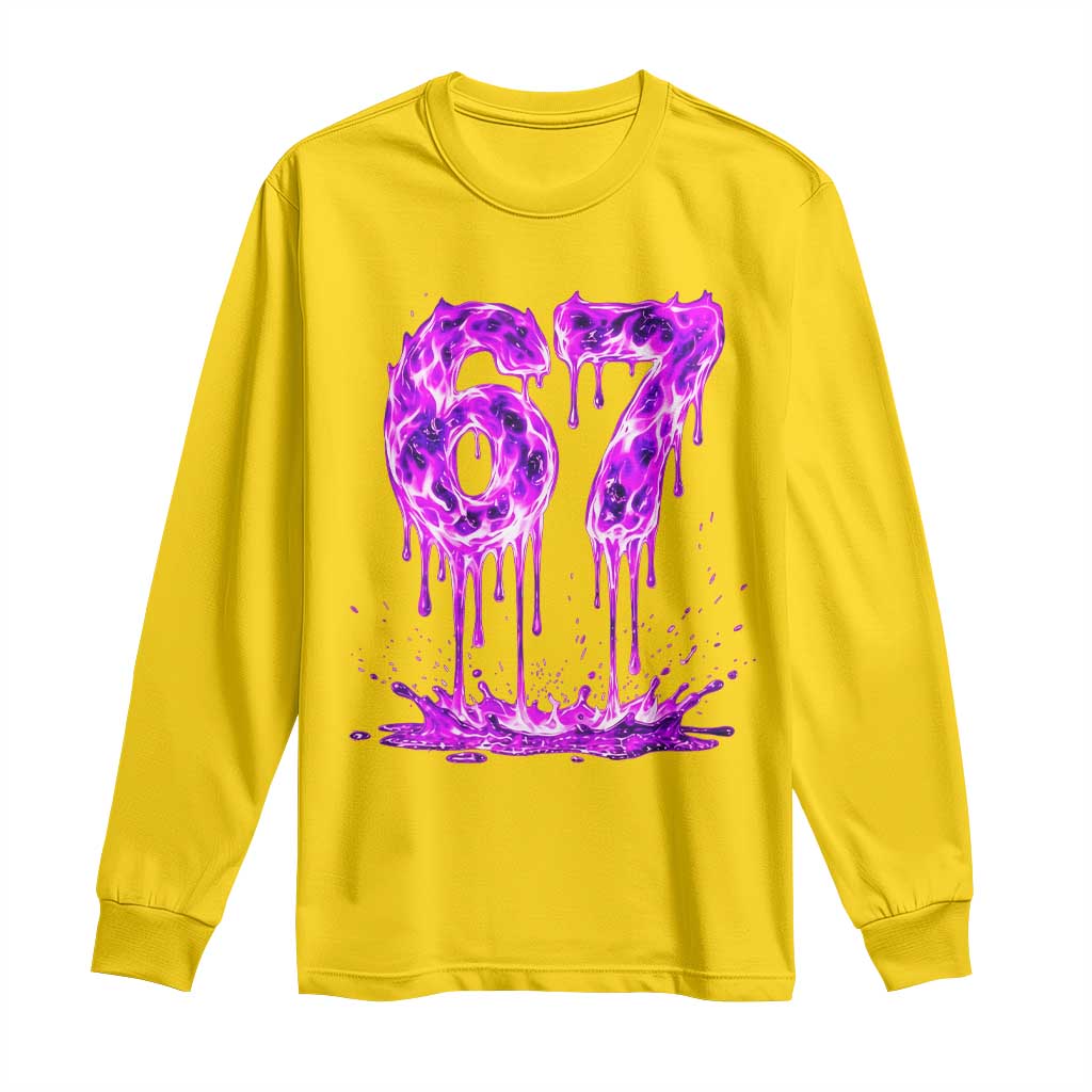 Drip Fire Flame Six Seven Long Sleeve Shirt Trendy Meme Gift