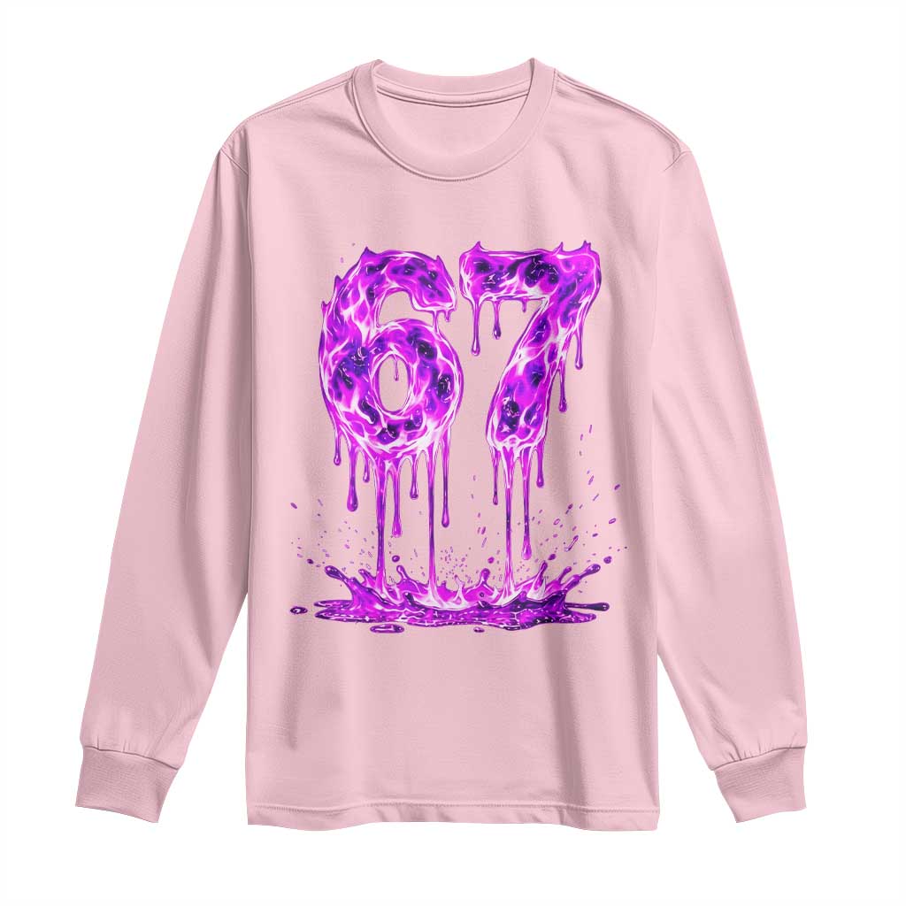 Drip Fire Flame Six Seven Long Sleeve Shirt Trendy Meme Gift