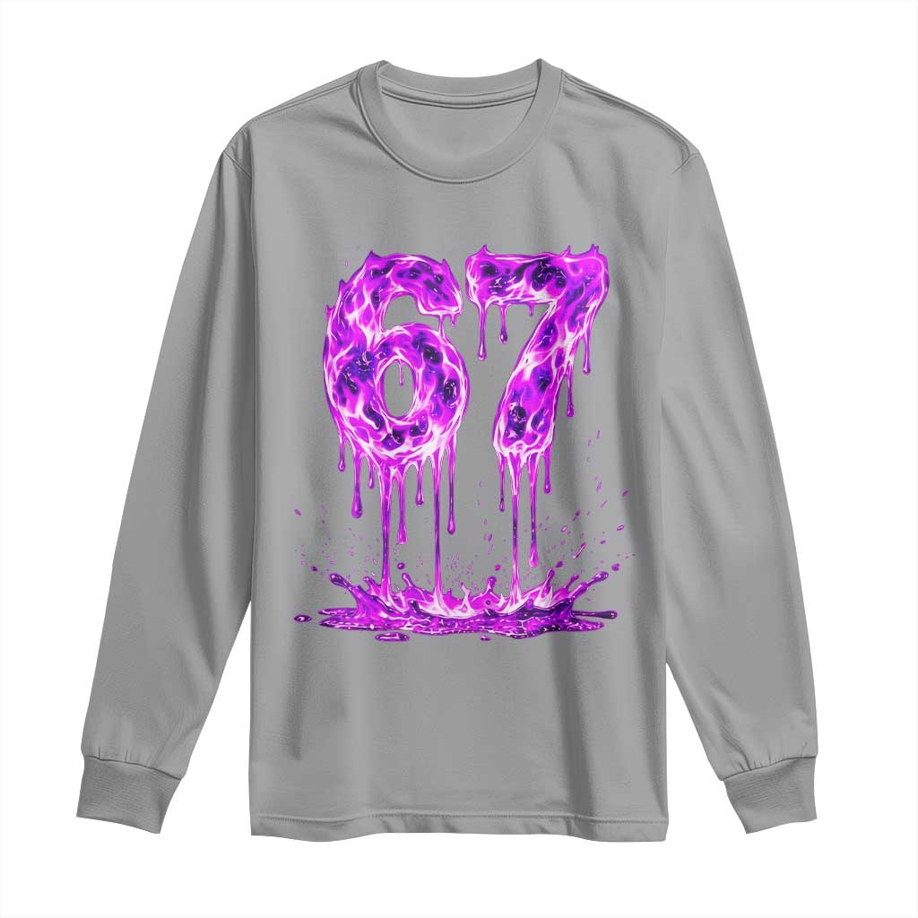 Drip Fire Flame Six Seven Long Sleeve Shirt Trendy Meme Gift