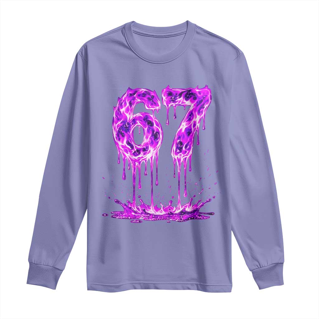 Drip Fire Flame Six Seven Long Sleeve Shirt Trendy Meme Gift