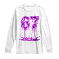 Drip Fire Flame Six Seven Long Sleeve Shirt Trendy Meme Gift