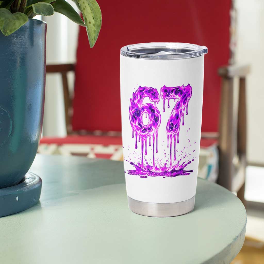 Drip Fire Flame Six Seven Tumbler Cup Trendy Meme Gift