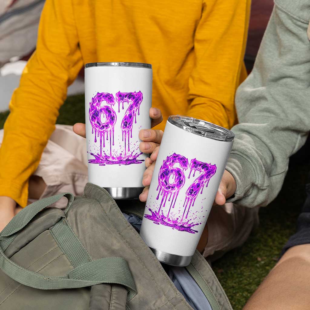 Drip Fire Flame Six Seven Tumbler Cup Trendy Meme Gift