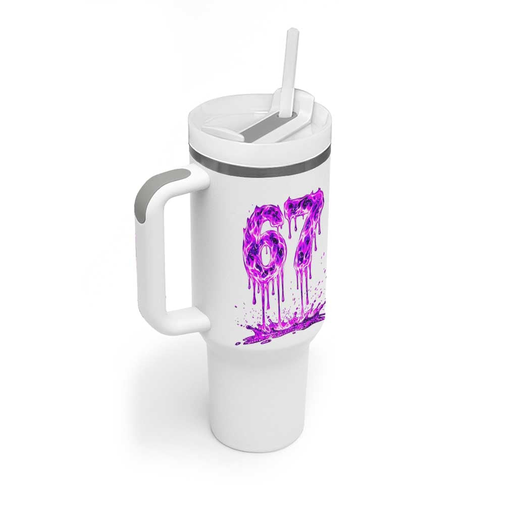 Drip Fire Flame Six Seven Tumbler With Handle Trendy Meme Gift
