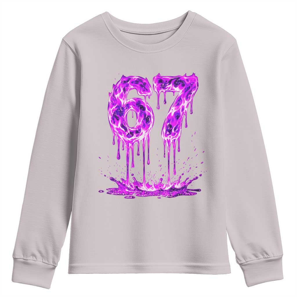 Drip Fire Flame Six Seven Youth Sweatshirt Trendy Meme Gift
