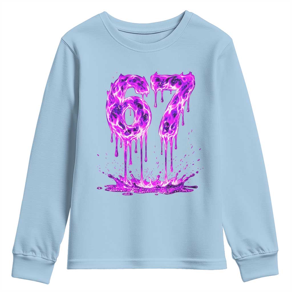 Drip Fire Flame Six Seven Youth Sweatshirt Trendy Meme Gift