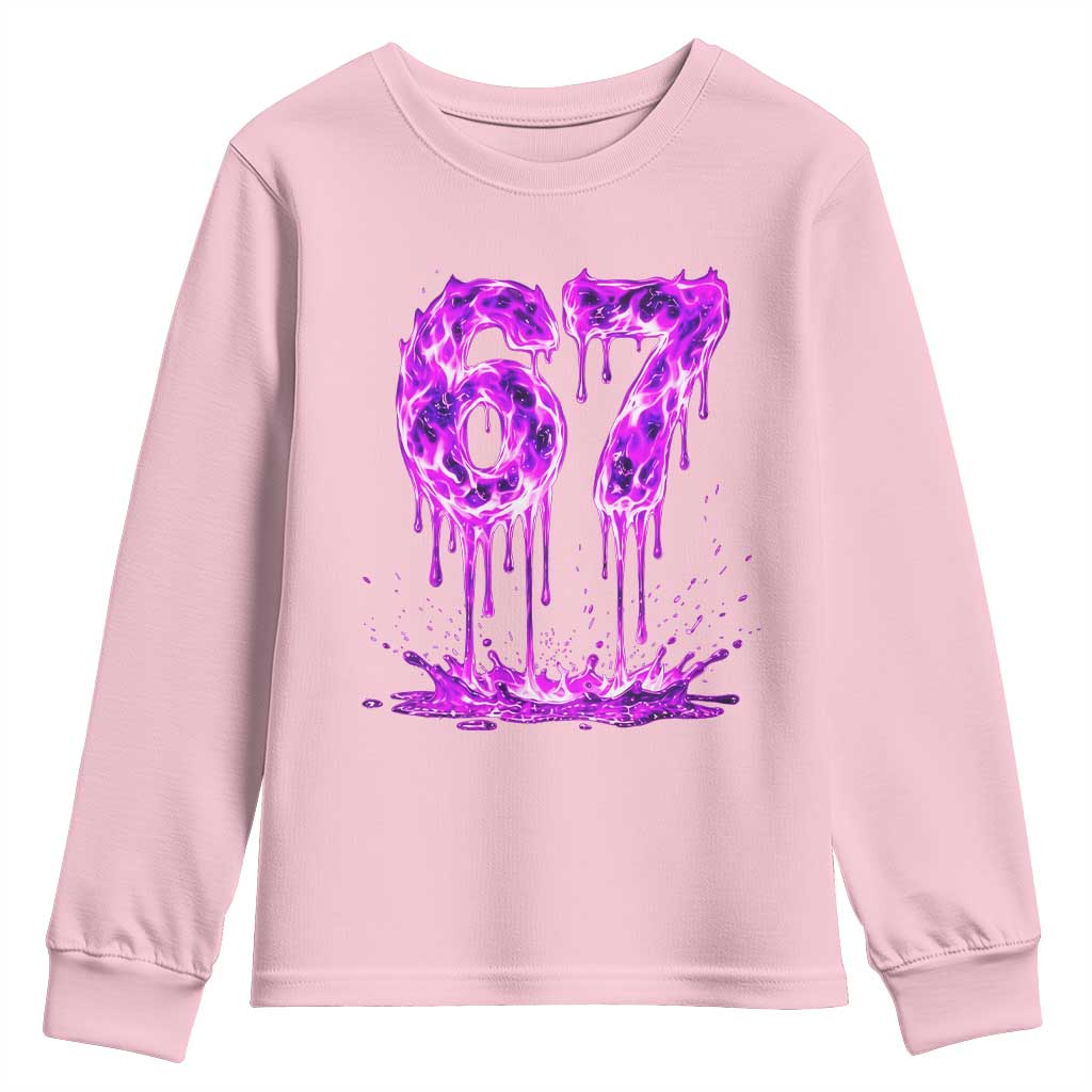 Drip Fire Flame Six Seven Youth Sweatshirt Trendy Meme Gift