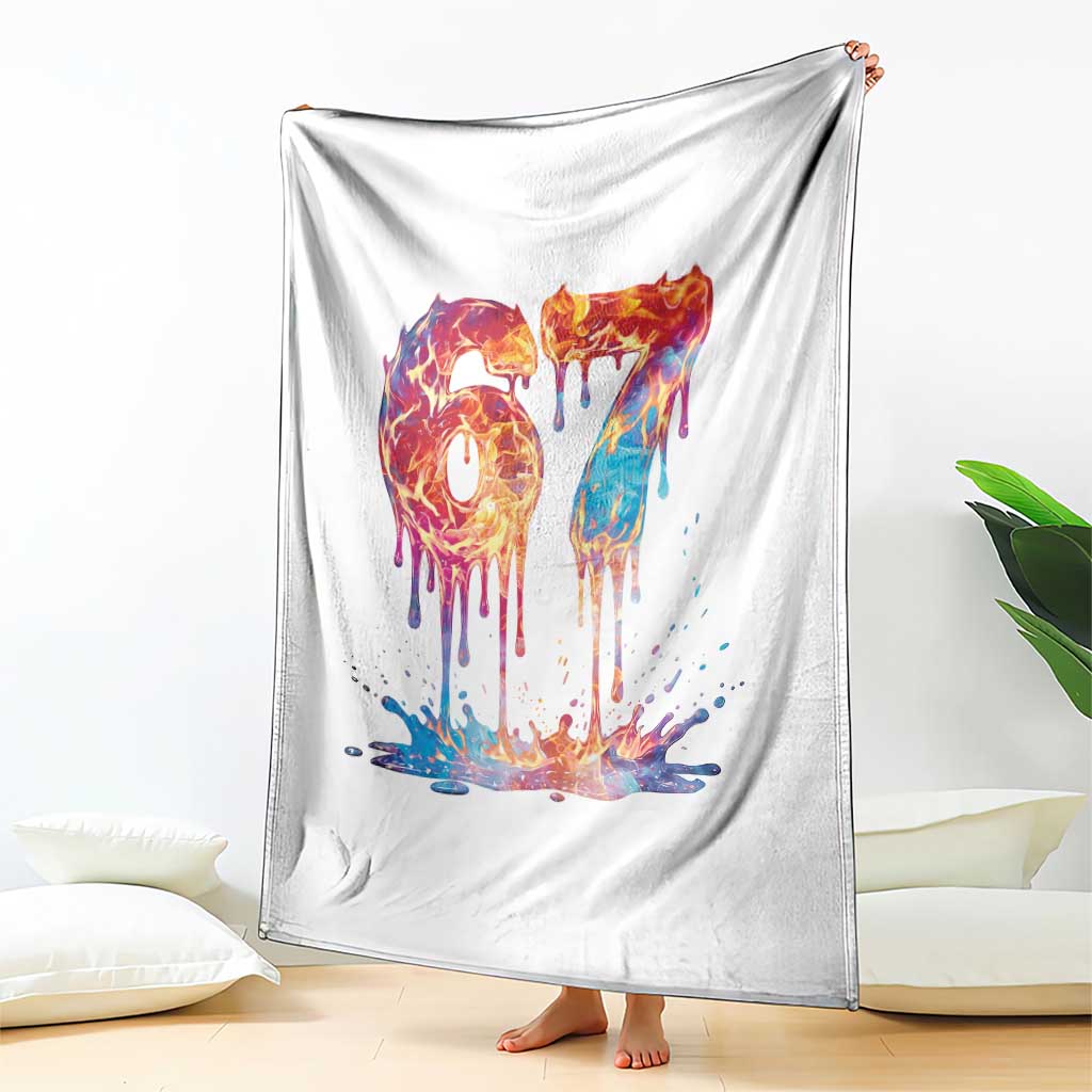 Burning Six Seven Throw Blanket Drip Fire Flame Meme