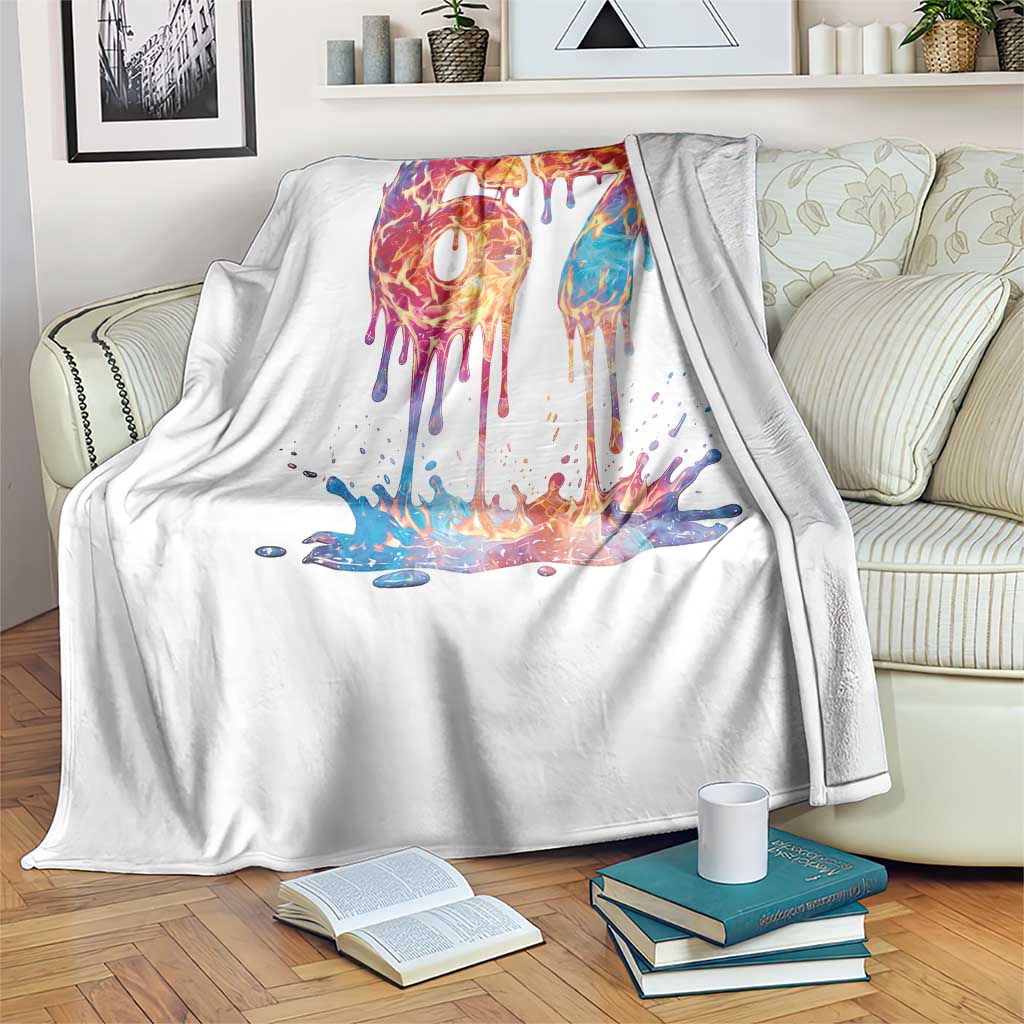 Burning Six Seven Throw Blanket Drip Fire Flame Meme
