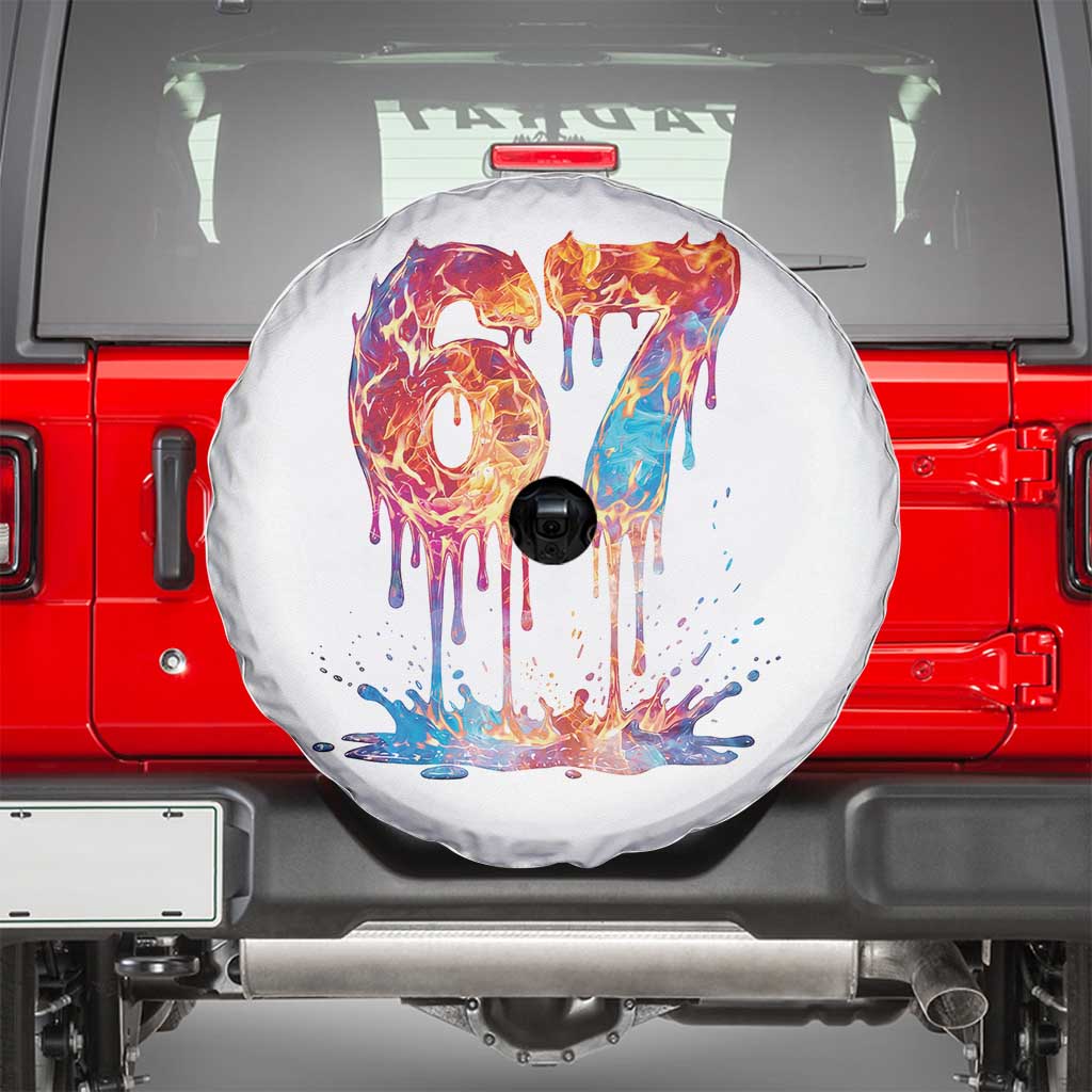 Burning Six Seven Spare Tire Cover Drip Fire Flame Meme