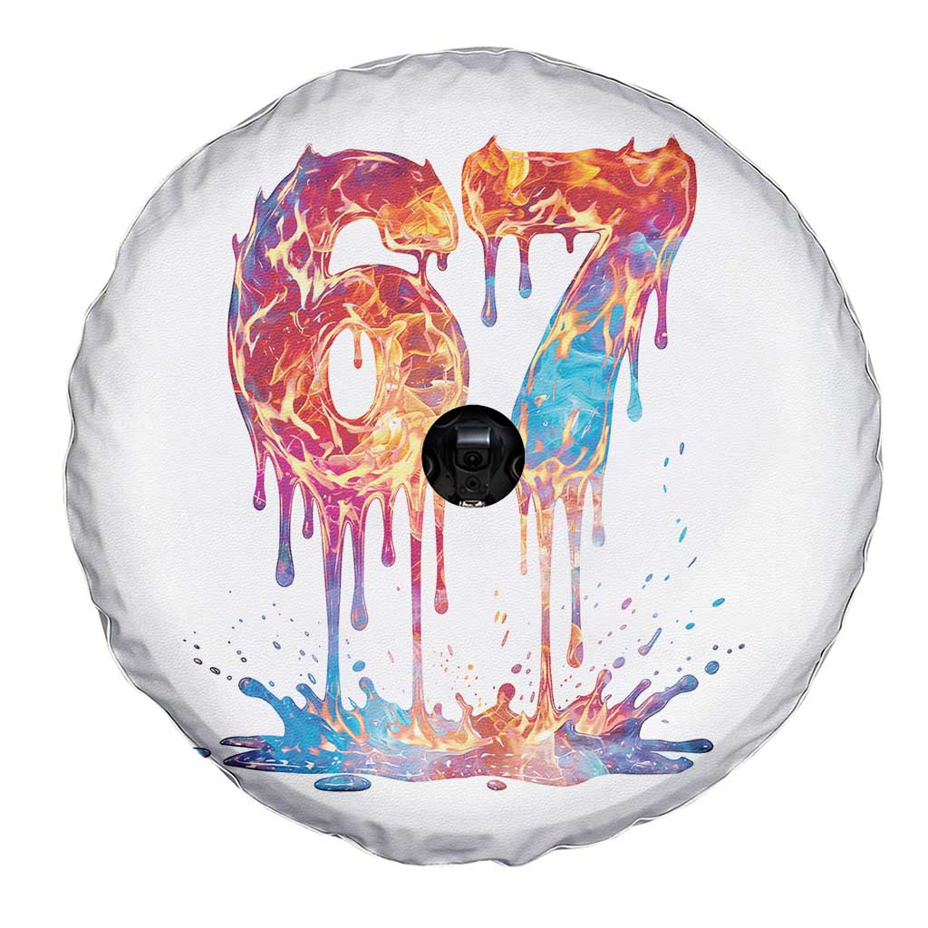Burning Six Seven Spare Tire Cover Drip Fire Flame Meme