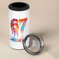 Burning Six Seven 4 in 1 Can Cooler Tumbler Drip Fire Flame Meme