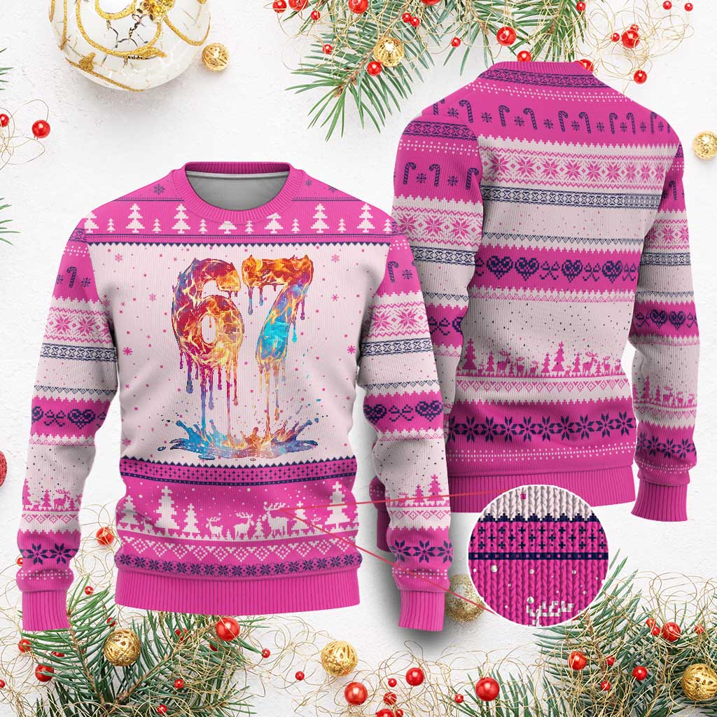 Burning Six Seven Ugly Christmas Sweater Drip Fire Flame Meme