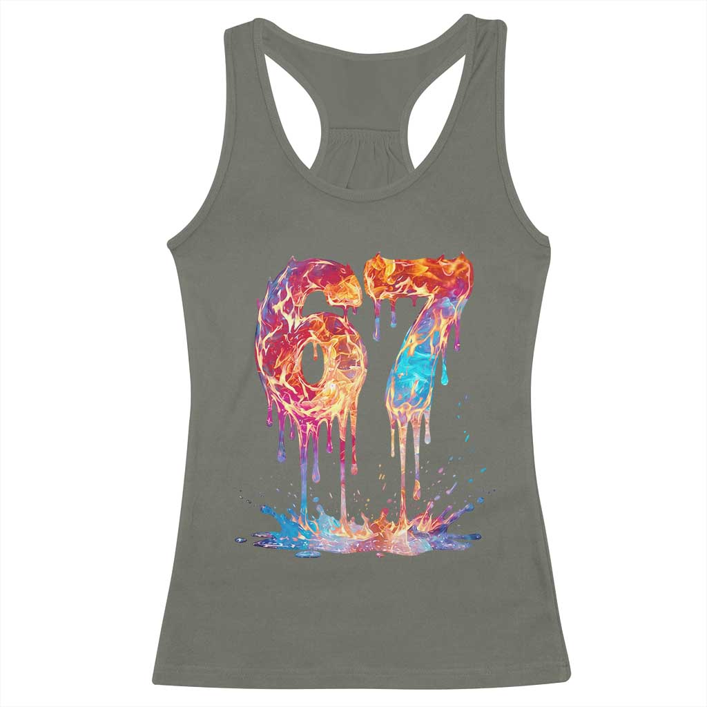 Burning Six Seven Racerback Tank Top Drip Fire Flame Meme