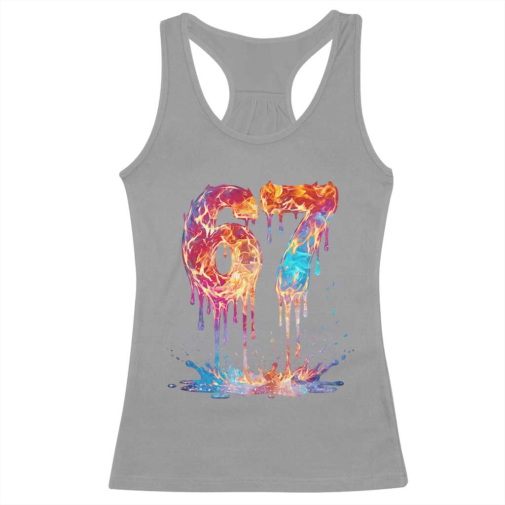 Burning Six Seven Racerback Tank Top Drip Fire Flame Meme