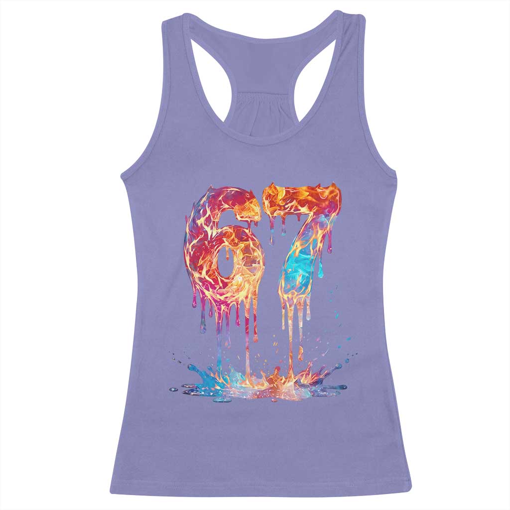 Burning Six Seven Racerback Tank Top Drip Fire Flame Meme