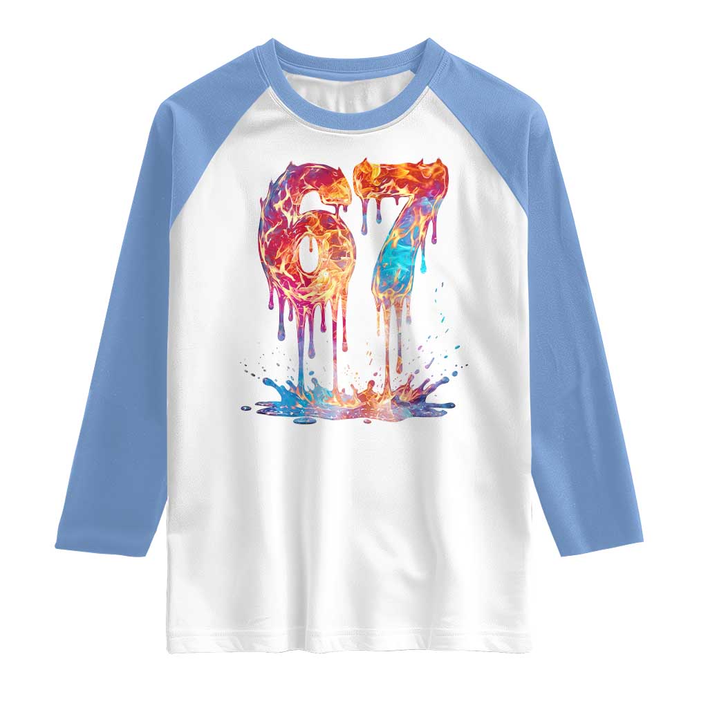Burning Six Seven Raglan Shirt Drip Fire Flame Meme