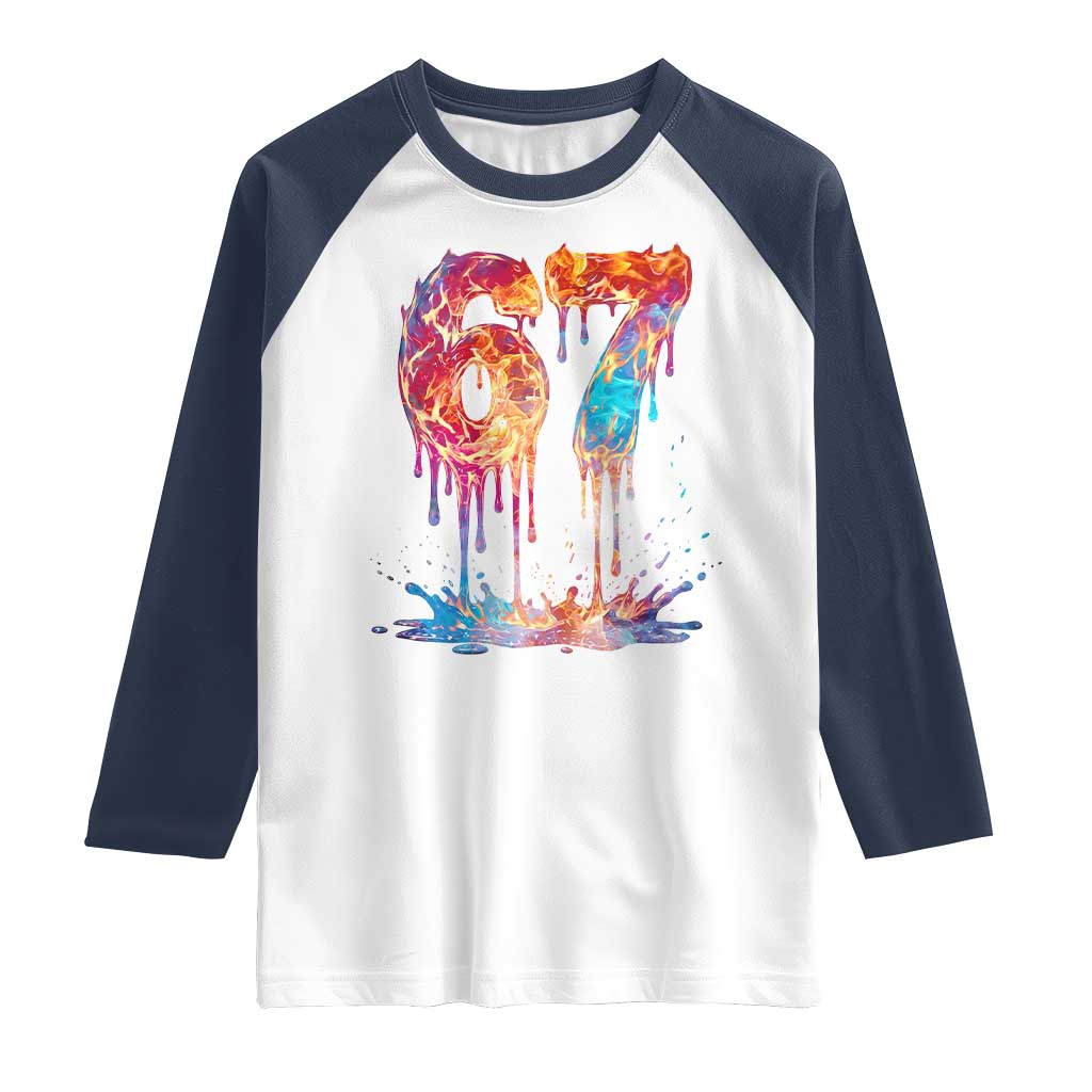 Burning Six Seven Raglan Shirt Drip Fire Flame Meme
