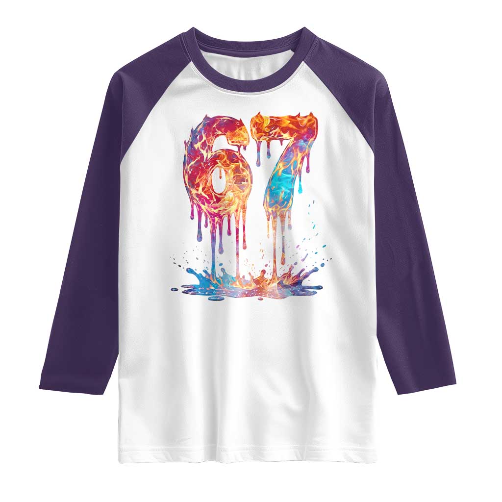 Burning Six Seven Raglan Shirt Drip Fire Flame Meme