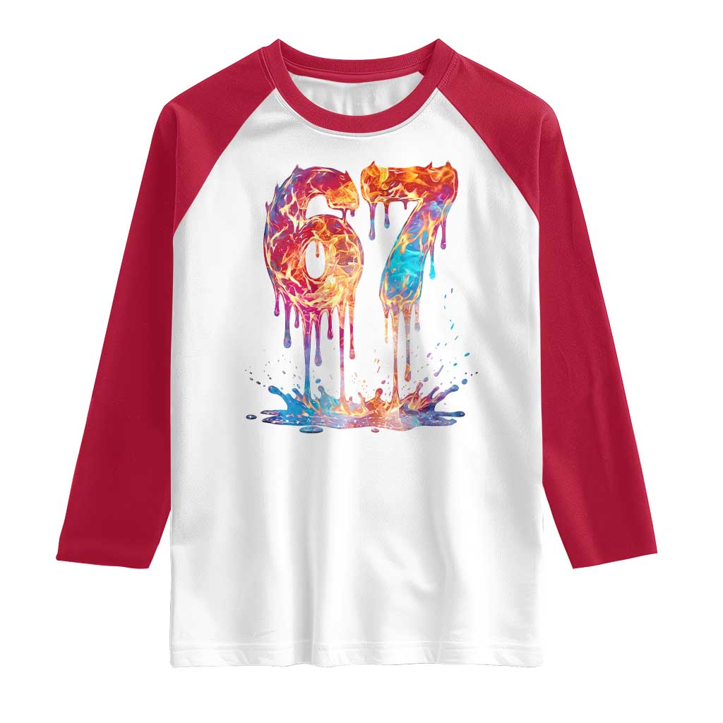 Burning Six Seven Raglan Shirt Drip Fire Flame Meme