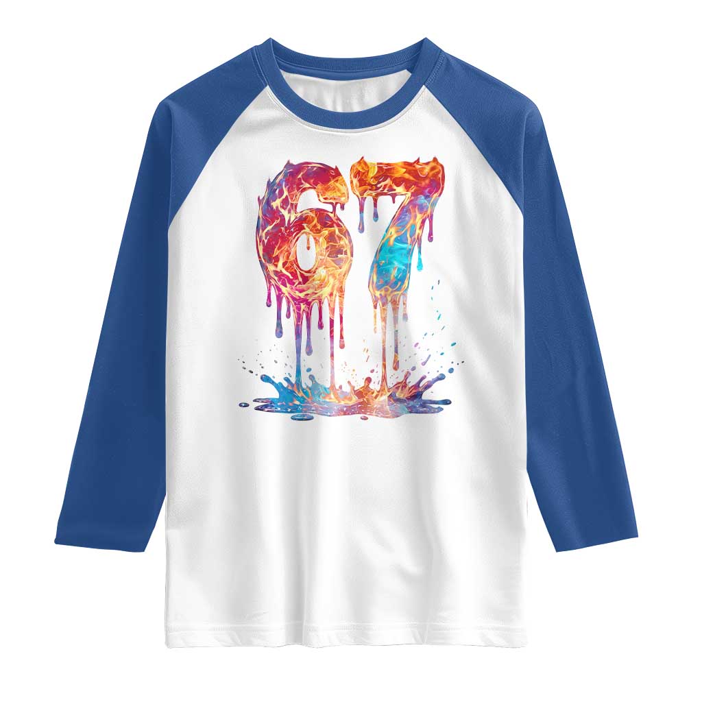 Burning Six Seven Raglan Shirt Drip Fire Flame Meme