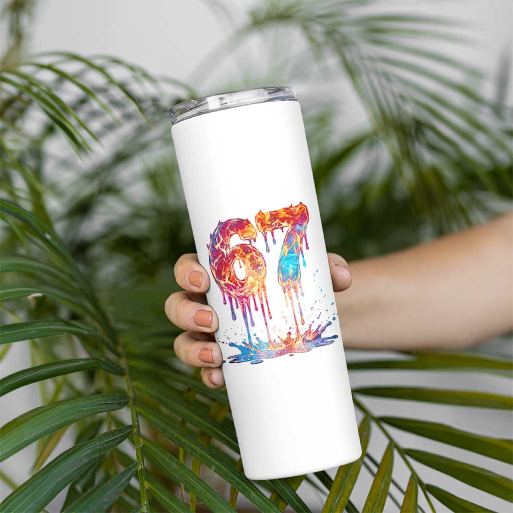 Burning Six Seven Skinny Tumbler Drip Fire Flame Meme