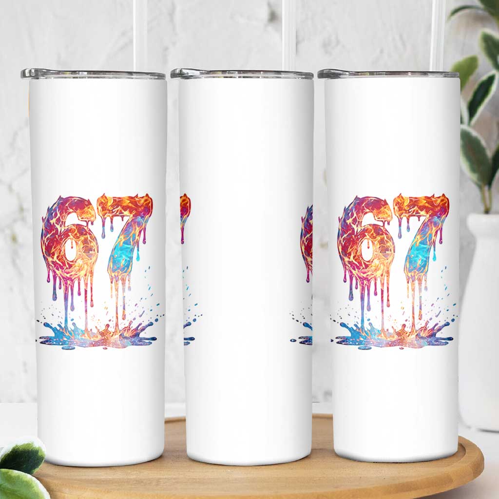 Burning Six Seven Skinny Tumbler Drip Fire Flame Meme