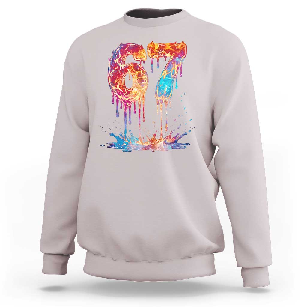 Burning Six Seven Sweatshirt Drip Fire Flame Meme