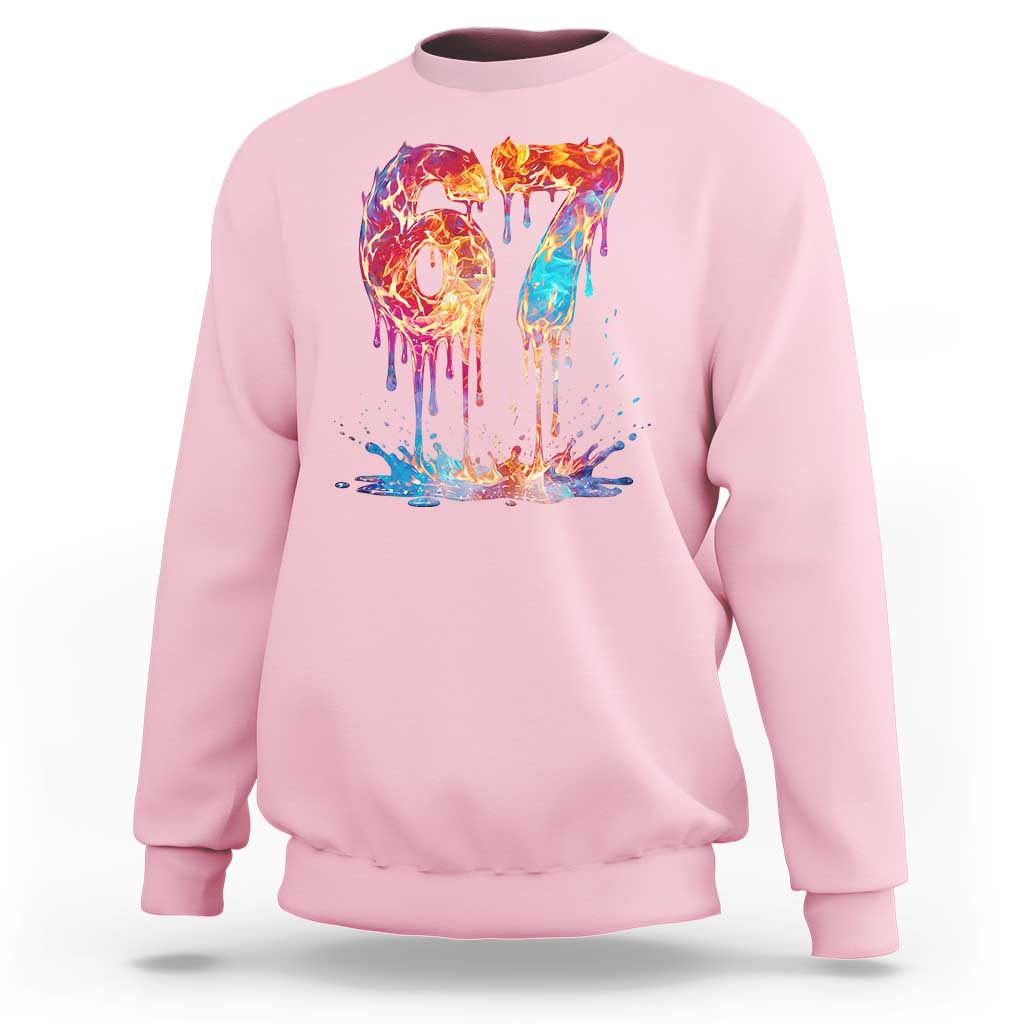 Burning Six Seven Sweatshirt Drip Fire Flame Meme