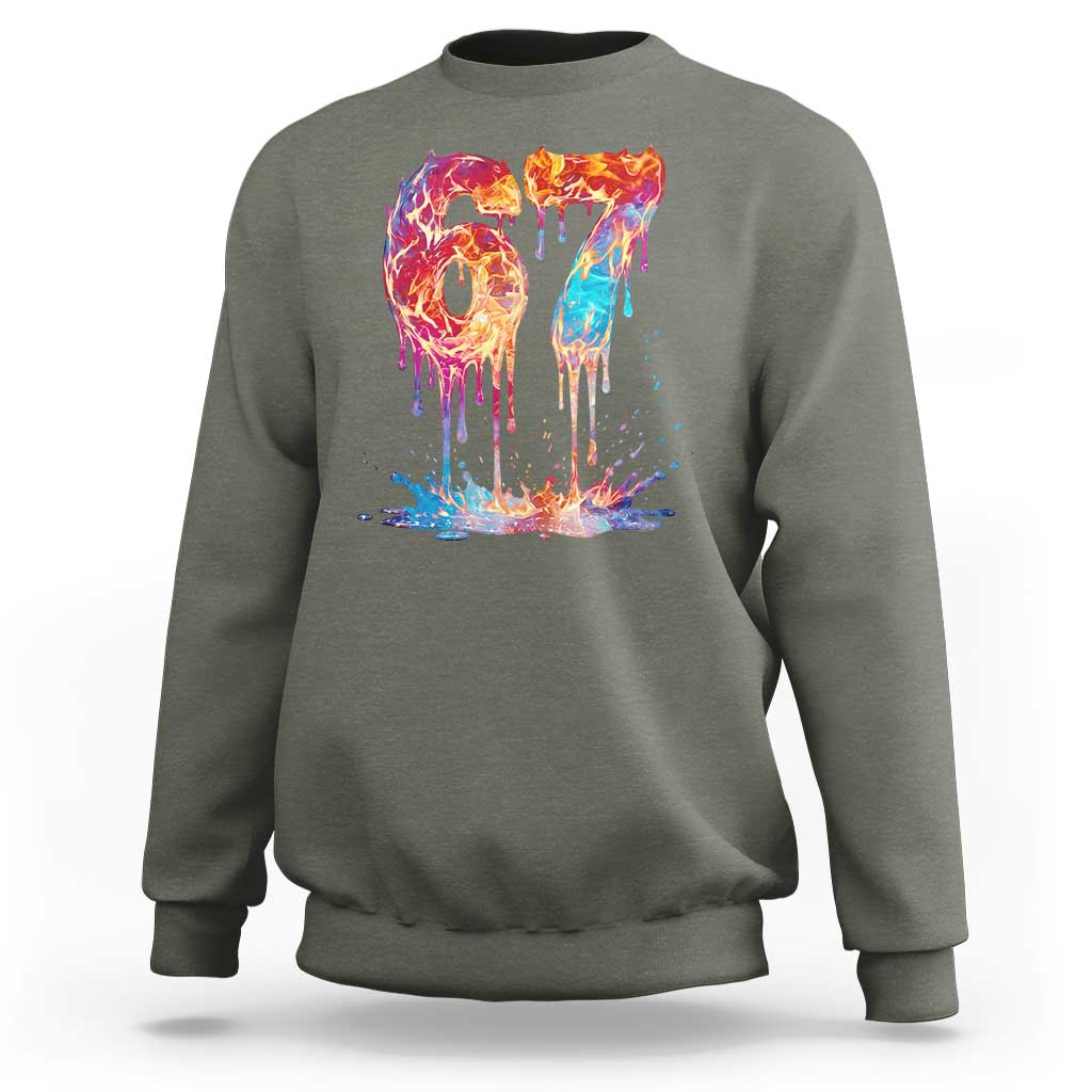 Burning Six Seven Sweatshirt Drip Fire Flame Meme