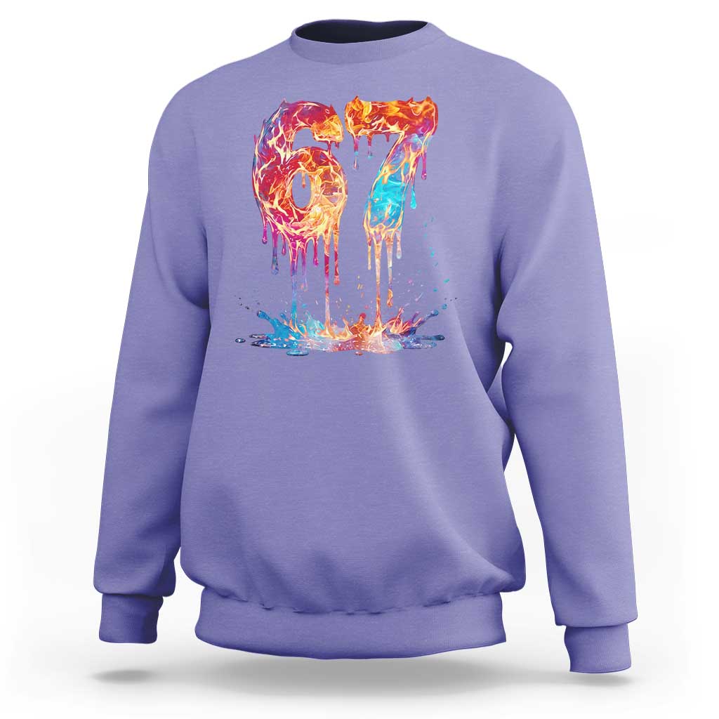 Burning Six Seven Sweatshirt Drip Fire Flame Meme