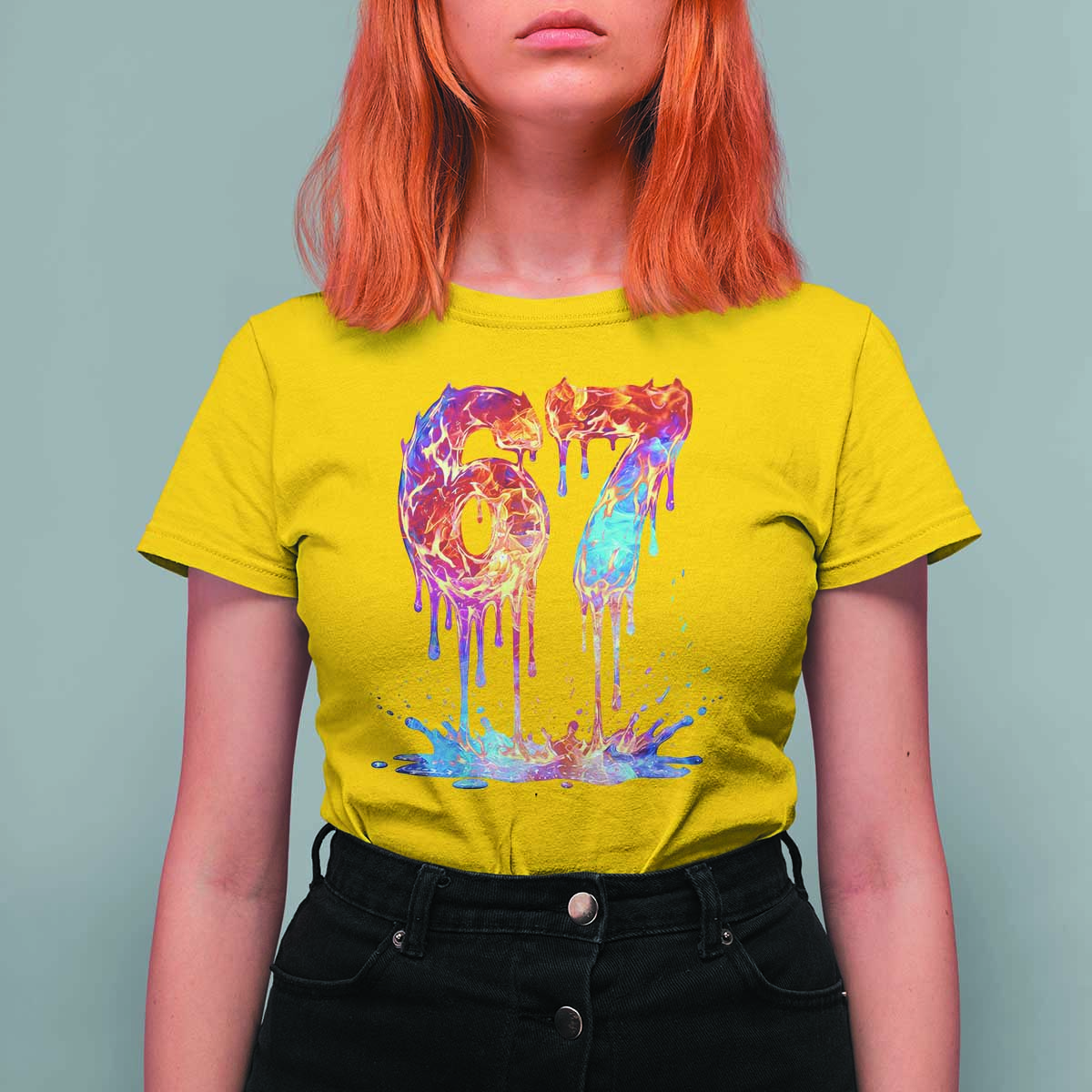 Burning Six Seven T Shirt For Women Drip Fire Flame Meme
