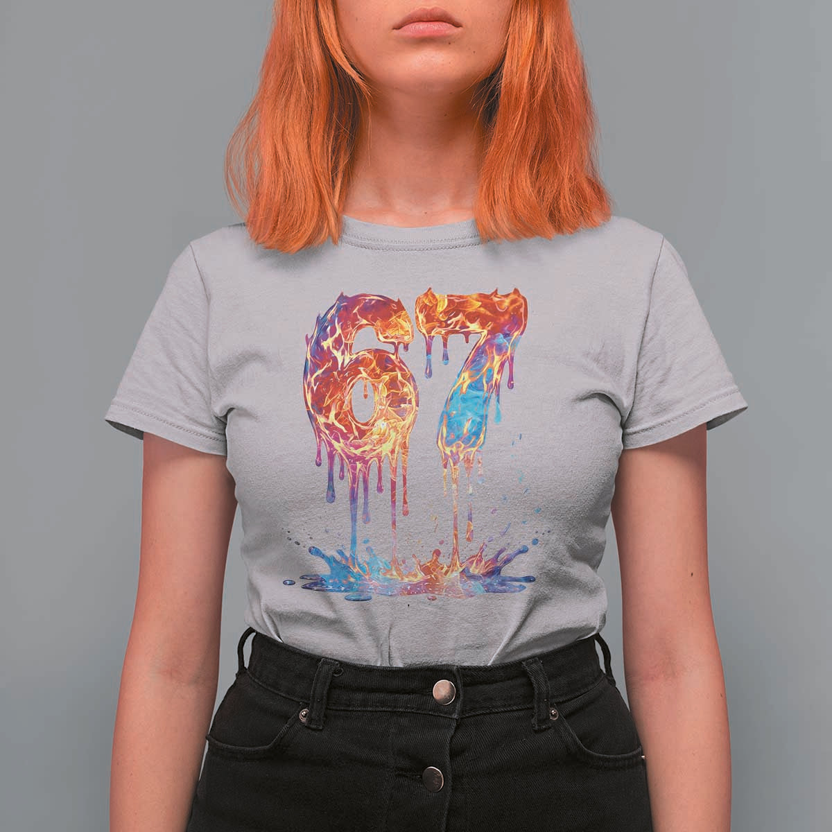 Burning Six Seven T Shirt For Women Drip Fire Flame Meme